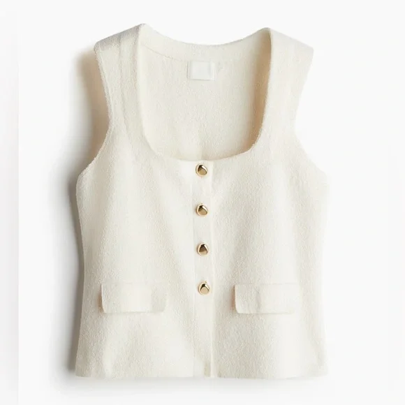 NWT H&M Cream Button-Front Blouse - Picture 3 of 7